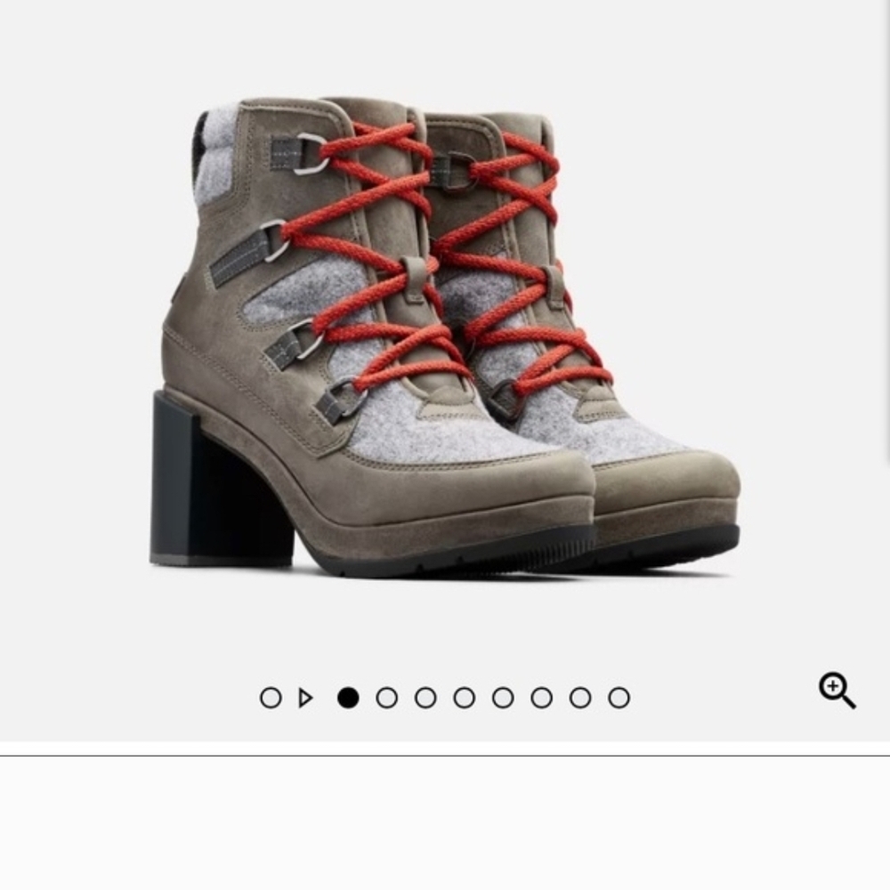 Sorel Gray and Red Heeled Boots